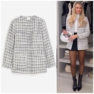 H&M Bouclé Plaid Textured Jacket New